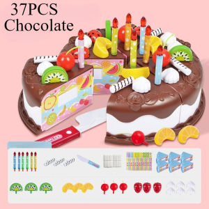 Kids Birthday Cake Toy Cutting Cake Set Pretend Play DIY Sliceable Educational Gift Pink
