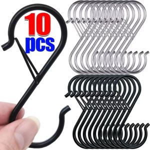 KANNERT 10Pcs Khóa lò xo Móc treo quần áo ban công Chống gió Hình chữ S Móc chữ S chống gió Mượt mà Khóa an toàn Móc treo nồi trong bếp Dụng cụ nhà bếp