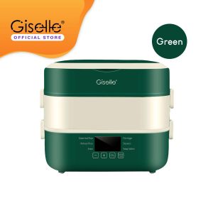 Giselle 2L Electric Lunch Box Cooker | Cook Rice + Keep Warm + Preset Timer | 304 Stainless Steel Inner Pot (250W)