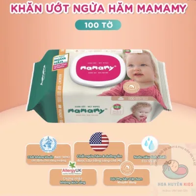 Khăn giấy ướt 100 tờ có nắp chủ động ngừa hăm/x2 chất ngừa hăm Mamamy Không mùi/Mùi dịu nhẹ an toàn cho bé
