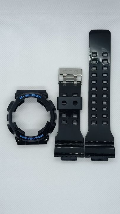 G Shock Strap and Bezel Replacement for GA 100 GA 110 GA 120 GD 100 GD 110 GD 120 Glossy Black w Blue Font Lazada PH