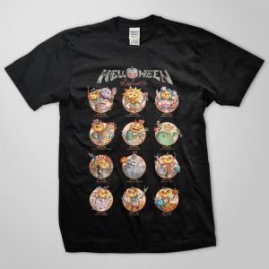 ✅ Helloween 7 Sinners band shirt material 100% cotton premium 24s-hello12 .C