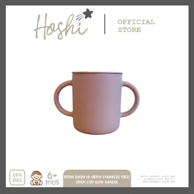 Hoshi Baby Lil Sippy Stainless Steel Open Cup with Silicone Sleeve and Handle 250ml BPA Free 6Mos+