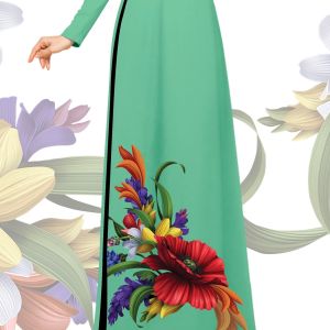 [HCM] ÁO DÀI TRUYỀN THỐNG IN HOA THỦY TIÊN CAO CẤP - KHÔNG KÈM QUẦN