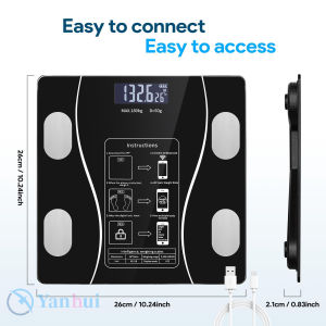Timbangan Badan Digital /USB Rechargeable Smart Body Fat Scale / Bluetooth Digital Body Scale/Timbangan Badan Tempered Glass LED