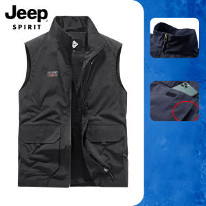 JEEP SPIRIT Vest Mens Summer Thin Photographic Vest Casual Multi-pocket Fishing Vest Jacket