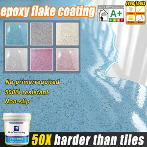 cat lantai epoksi Seleked 10 in 1 epoxy sand floor paint epoxy flake coating epoxy floor paint epoxy floor coating tile coating Wear Resistant Anti Slip For WarehouseGarageFactory anti slip floor coating water proofing coating epoxy flake coating set