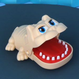 QUANSEN Biting Hand Crocodile Mouth Pull-back Car Toy Cartoon Hippo Puppy Pull Back Toy Car Press Teeth Bite Fingers Tricky Toy