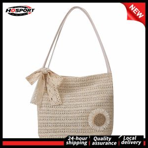 【Free Shipping】 Women Straw Woven Tote Bag with Top Handle Spacious and Durable for Shopping and Travel in Natural Color