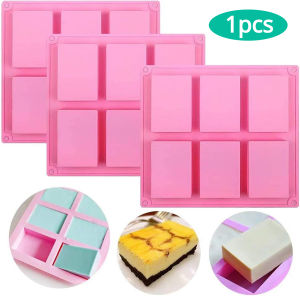 6 Cavity Square Soap Mold Rectangular DIY Handmade Soap Cookie Mold Cake Silicone Mold Tray Mold