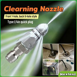 Nexlent High Pressure Sprayer Nozzle Clean Sewer Aluminum Pressure Washer Quick Plug Drain Hose Nozzle Tool