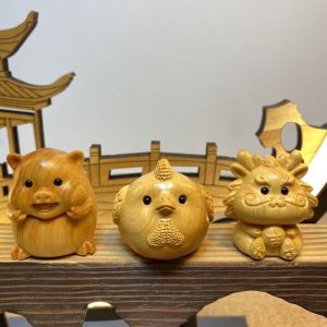 ZSDN MALL Mười hai cung hoàng đạo Khắc gỗ mười hai cung hoàng đạo Khắc gỗ mini Cung Hoàng Đạo bằng gỗ Đồ trang trí thu nhỏ chạm khắc gỗ OX Động vật nhỏ Mô hình động vật nhỏ bằng gỗ Trang trí máy tính để bàn văn phòng