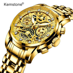 Kemstone Fashion Men Quartz Watches Luxury Watch Male Waterproof Sport Gold Wristwatch Business