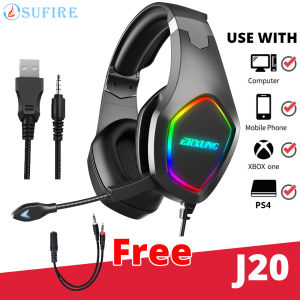 Gaming Headset With Mic Wired Over-Ear Earphone Extra Bass Noise Reduction Professional Design Colourful Light Lightweight 3.5mm/USB Audio Jack for PS4
