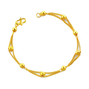 CTS Pure Gold Beads Double Layer Bracelet Birthday Gift Womens Jewelry Accessories CHOW TAI SENG 周大生 G0HC0002