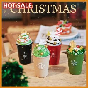 🔥🔥🔥dingdaocunz 1 12 Dollhouse Christmas Latte Coffee Drink Cup Model Christmas Dollhouse Miniature Coffee Shop Decor Ornament Micro Photo Props