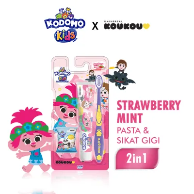 KODOMO Kids Sikat Gigi 2 IN 1 Strawberry Mint Koukou