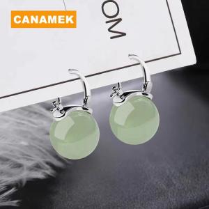 【CANAMEK】 Ancient Style Jade Bead Earrings Gentle Fashion Temperament Ear Buckle For Women Girls Retro Earrings Jewelry Accessories Gifts