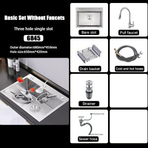Kitchen sink 304 stainless steel single sink 3.0mm thickness large capacity household sink