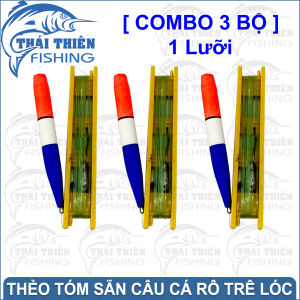 Combo 3 Bộ Thẻo 1 Lưỡi Câu Cá Rô Chép Trê Lóc Tóm Sẵn Gồm Dây Phao Chì Lưỡi Dùng Cần Tay Câu Sông Ao Mương