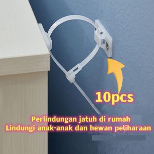 10pcs Kit Penyangga Furniture Anti Tip yang Dapat Disesuaikan untuk Melindungi Balita dan Hewan Peliharaan dari Bahaya Jatuhnya Furniture dan Gempa Bumi.
