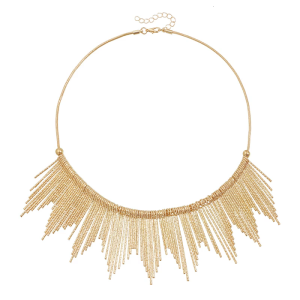 Elegant Alloy Fringe Collar Necklace With Metallic Finish Adjustable Chain For Women Party Casual Stylish
