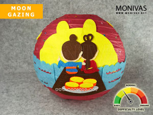 Moon Gazing Paper Lantern DIY Crafting Classic Mooncake Festival Decorations (w LED Light n Handle)