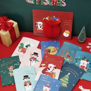 ELITEYA Friends Cartoon 3D Pop Up Marry Christmas Party Invitations New Year Gifts Thank You Cards Greeting Cards With Envelope Christmas Postcard Blessing Cards