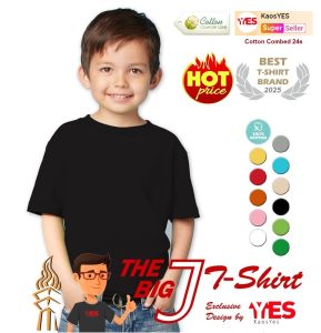 KaosYES Kaos Polos Anak Laki Cotton Combed 24s - T-Shirt Baju Anak Lengan Pendek Putih