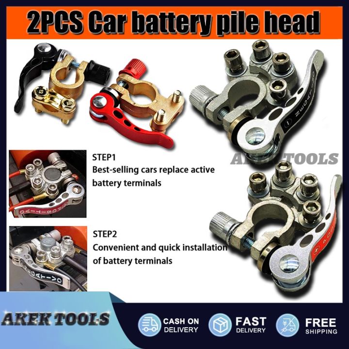 2 Pinces De Batterie Rapide Pour Voiture/boat - Dégagement Rapide, Câbles Inclus, Bornes 19mm/17mm - 12