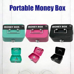 Lockable Money Safe Box with Key Mini Cash Box for Coins Bills Jewelry Storage Kids Gift