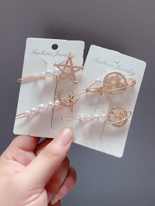 Ngọc trai giả Kẹp Tóc Đáng Yêu Phim Hoạt Hình Hợp Kim Clip Mũ kẹp tóc barrette Mặt Trăng ngôi sao vũ trụ Hành Tinh kẹp tóc Cho Phụ Nữ