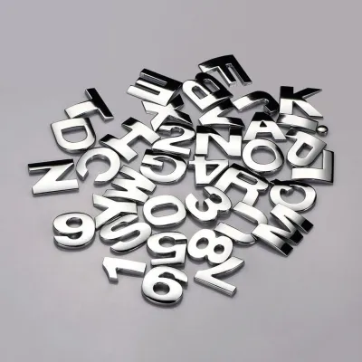 Miếng Dán Decal Kim Loại Hình Bảng Chữ Cái 3D Dán Xe Hơi
