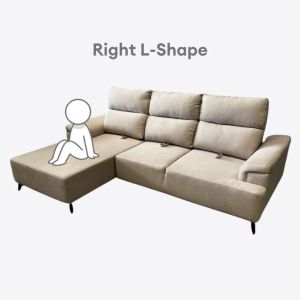 BILIK FURNITURE- Fabey 3 Seater L Shape Sofa ~ Grey Fabric ~ Living Room Furniture ~ Cushion Sofa  Grey Fabric ~ Cushion
