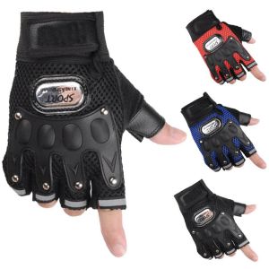 BEAUTYandLADIES Men Fitness Palm Breathable Motocycle Gloves Anti-Slip Half Finger Bicycle Gloves Riding Gloves PU Leather Fingerless Gloves
