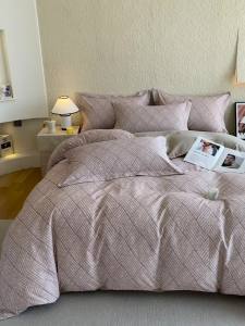 Mr. Jue High-End Thickened Brushed Cotton Four-Piece Set Pure Cotton Duvet Cover Bed Sheet Fitted Sheet Three-Piece Set Simple Autumn Winter Bedding LZD