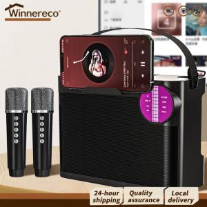 [Winnereco Flagship Mall] Bluetooth-Compatible 5.3 Karaoke Speaker with 2 Microphones Wireless Karaoke System Removable Strap HD Sound Boombox for Home Parties