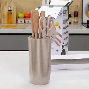 Kitchen Set Retrosohoo 6-Pieces Khaki Sharp Set for Kitchen Non-stick Non-slip Stainless Steel Chef Set with Universal Block Suitable for Home Restaurant (Khaki)