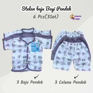 Baju bayi Baru lahir Tangan Pendek 6pcs