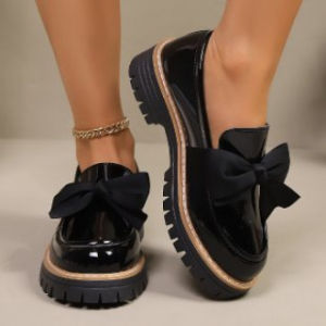 2026 Hot-Selling New Versatile Slip-On Loafers Fashionable Bowknot Comfortable High-Heel Shoes