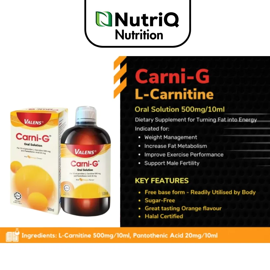 Valens Carni-G (500ml) L Carnitine Fat Burner Oral Solution Weight  Management Burn Belly Boost Energy Valens_Carni_G Oral Supplement Fat  Burning L-Carnitine Liquid - Lazada