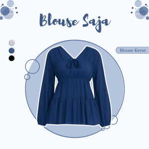 3in1 Set Wanita Kekinian ( Blouse Rayon Navy - Celana Cutbray - Jilbab ) OOTD Hijab Casual HO122M