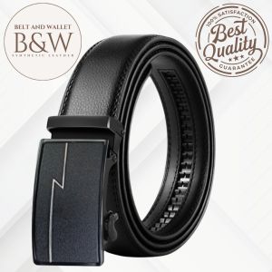 Ikat Pinggang Sabuk Kulit Pria LCL P5 Gesper Cowok Hitam Polos Stainless Anti Karat