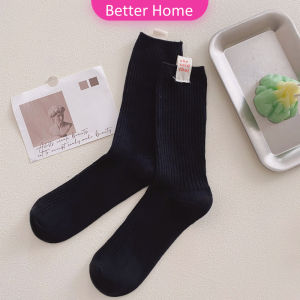 Better ถุงเท้ากีฬา ข้อยาว ผ้าฝ้าย ถุงเท้าข้อกลาง แฟชั่นฤดูใบไม้ร่วง womens socks