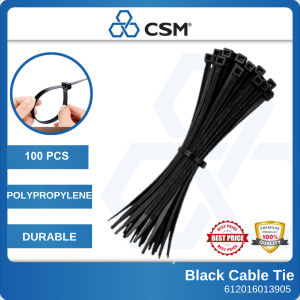 CSM Black Cable Tie Plastic Wire Organizer Zip Tie PP 4” 6” 8” (100mm / 150mm / 200mm) 100PCS