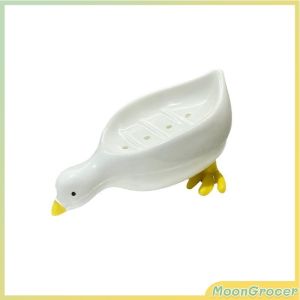 M.G.【Ready in Stock】 Creative Duck Shape Soap Box Cartoon Soap Dish Drainable Soap Holder Soap Container Tray