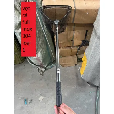 Vợt cá vợt xúc cá 2m1 inox 304 nguyên khối cao cấp