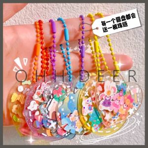 OHHDEER Kawaii Clear Round Love Acrylic Keychain Pendant Diy Idol Photo Sticker Decoration Card Hanging Chain DIY Keychain