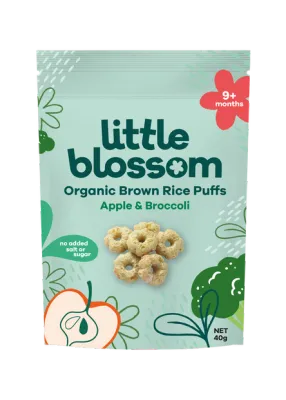 Little Blossom Organic Brown Rice Puffs - Apple & Broccoli