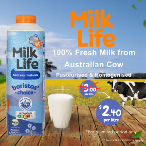 MilkLife  Full Cream Fresh Milk Barista Choice - Milk from Australian Cows [1L] Pasteurized & Homogenized - HALAL - My Dairy Milk